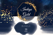 Indigo & Gold Brush strokes and spla, a Texture Graphic by My Wondercolor (Thumbnail 1 of 7)