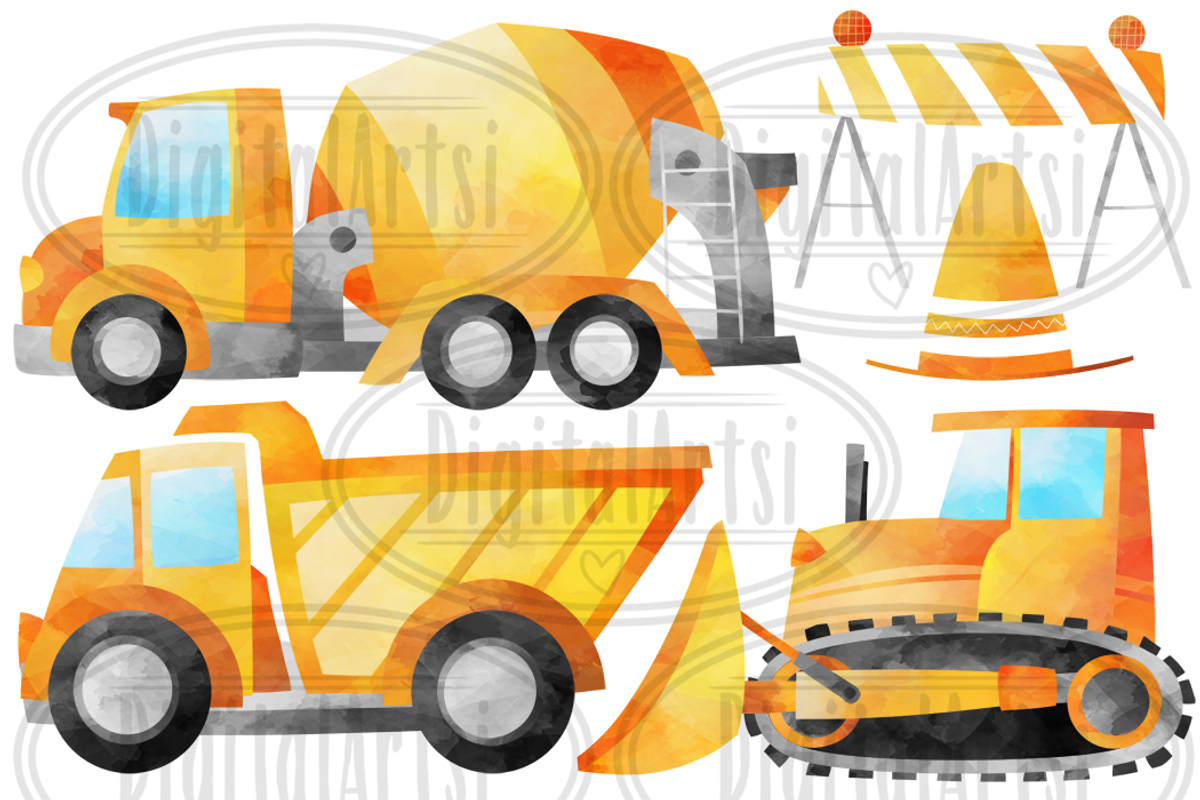 Watercolor Construction Clipart, an Illustration by DigitalArtsi (Photo 3 of 4)