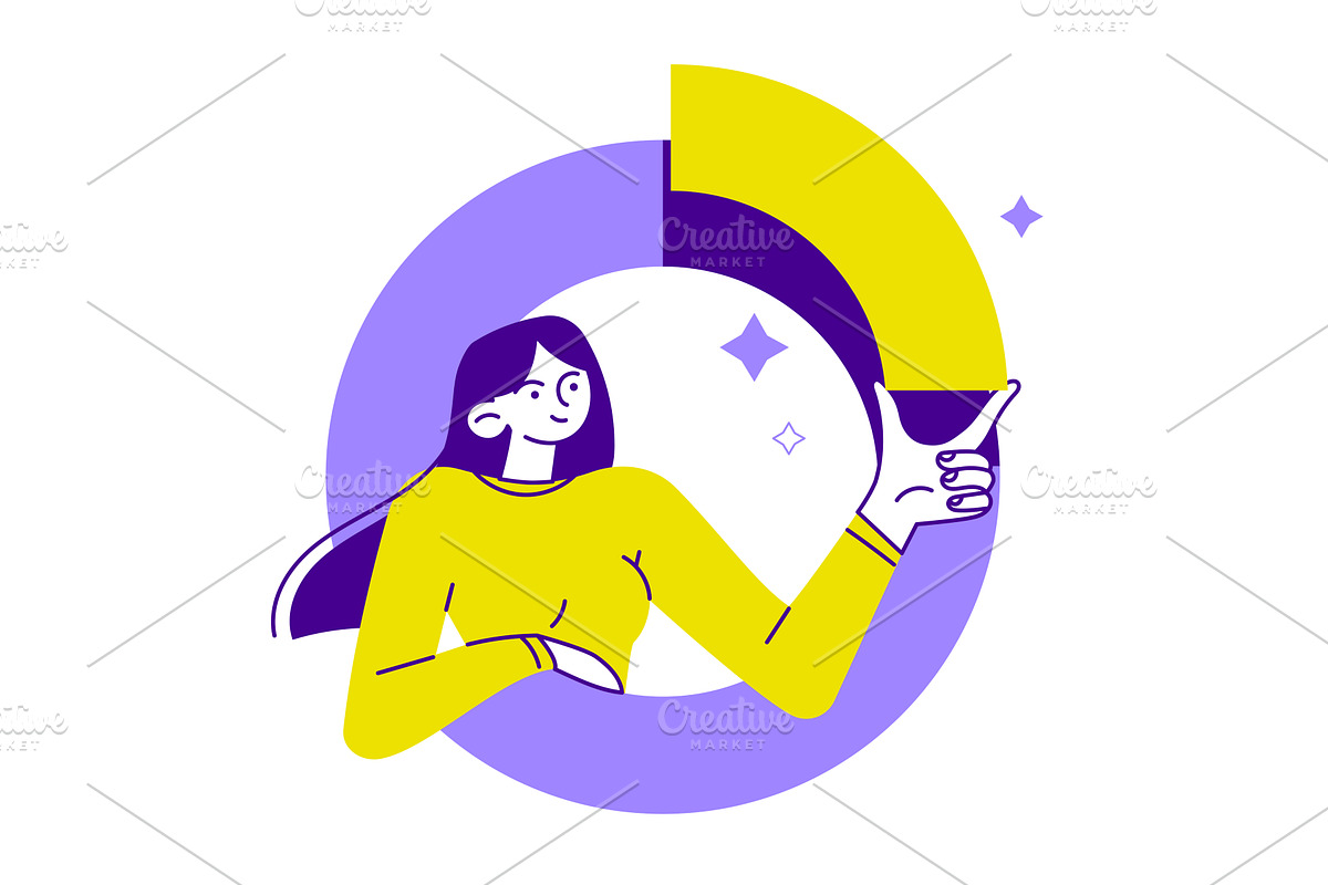 Woman holds up a segment of the, a Finance Illustration by undrey