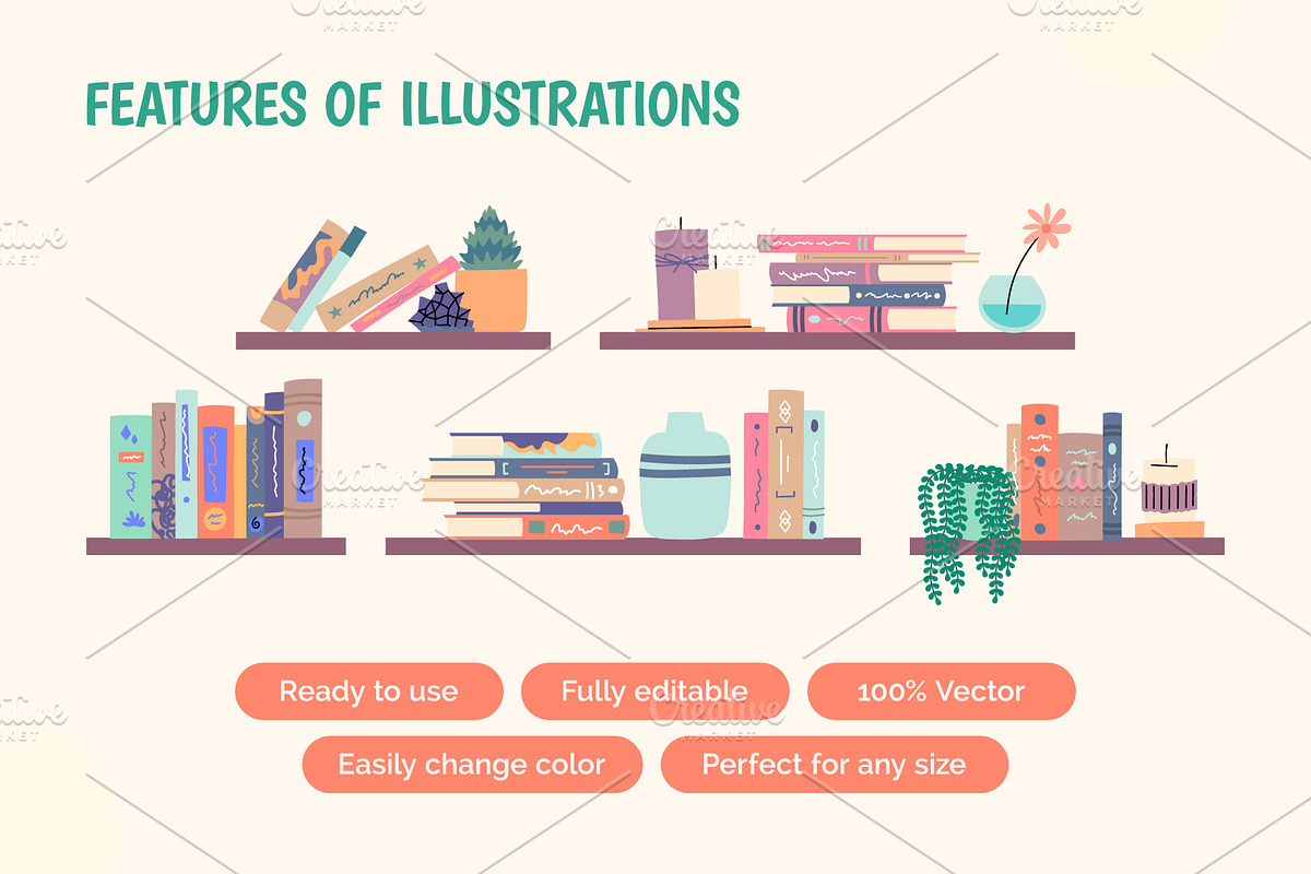 Book Shelves Illustration, a Graphic by 35lab (Photo 3 of 7)