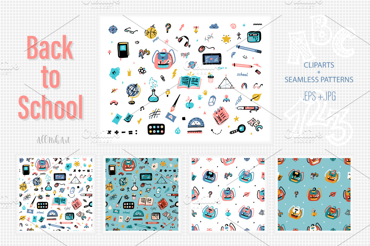 Back to School Illustrations & Patte, an Object Graphic by AllNikArt (Photo 1 of 4)