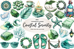 Summer Coastal Serenity Clipart, an Illustration by CreationArt