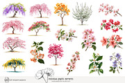 100 watercolor floral trees clip art, a Seasonal Illustration by Poppy Lane Studio (Thumbnail 6 of 12)