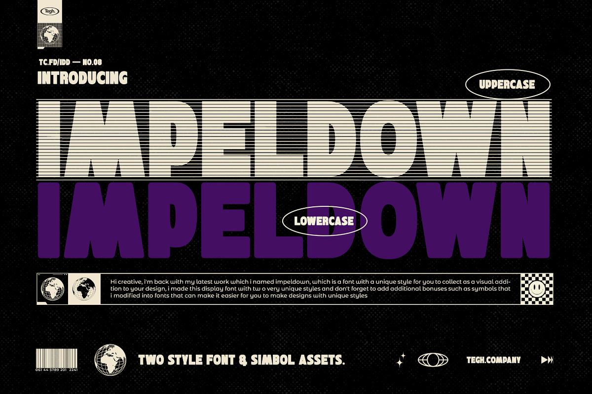 Impeldown Display Font & Symbols, a Symbol Font by Tegh co. (Photo 1 of 12)