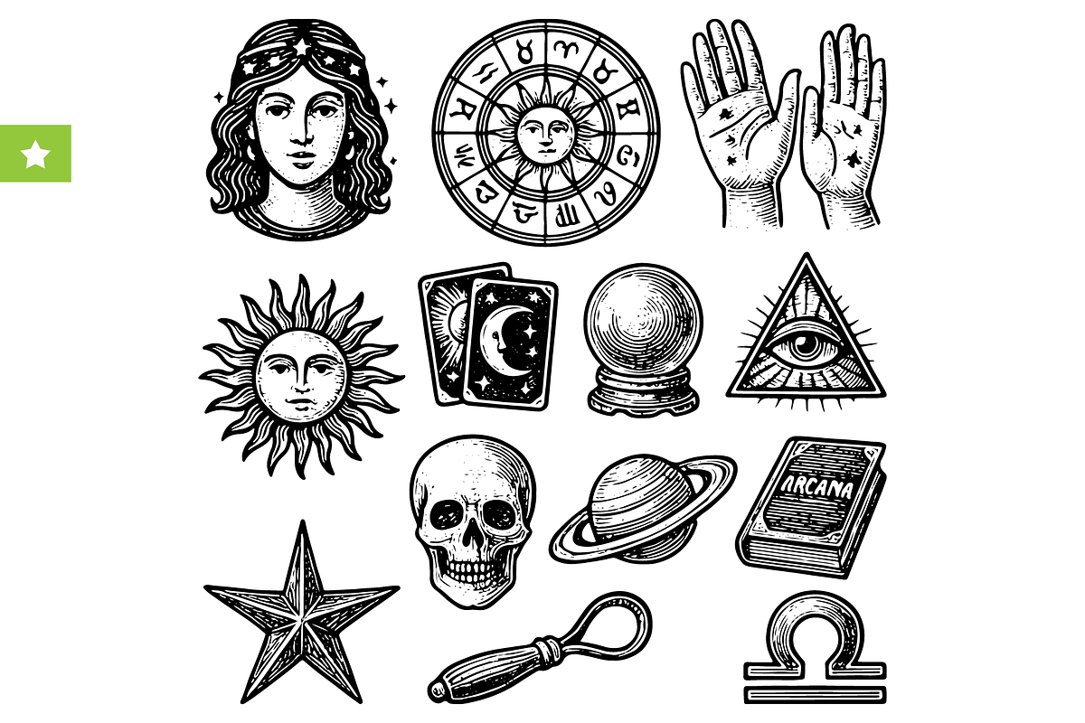Mystical Tarot and Astrology Symbols, an Object Graphic by RT Studio (Photo 1 of 4)