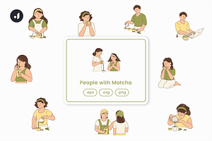 People with Matcha Illustration, an Object Graphic by Jump Studio
