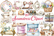 Watercolor Seamstress Clipart, an Illustration by Libby Wishes (Thumbnail 1 of 4)