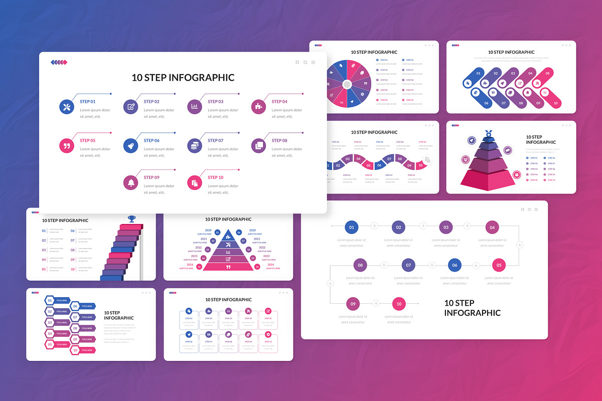 10 Steps Infographic PowerPoint, a Presentation Template by Antstheme (Photo 3 of 3)