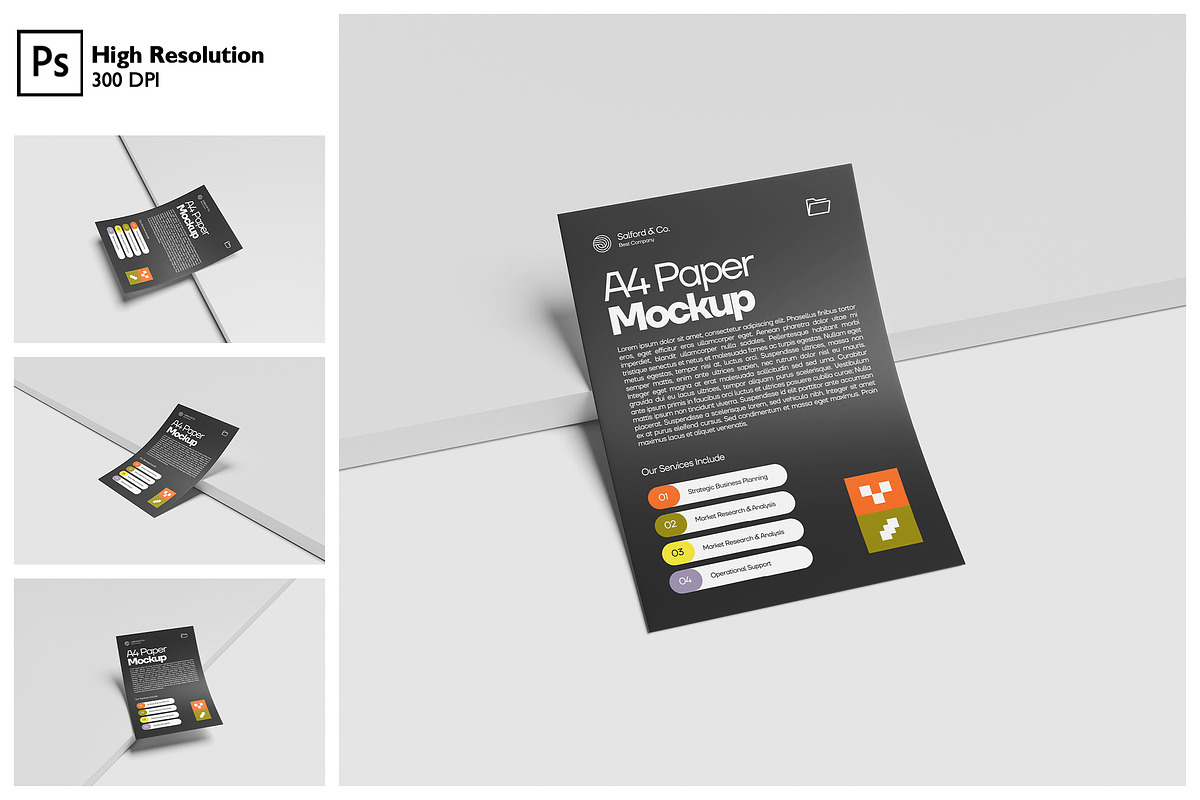 Clean A4 Paper Display Mockup, a Books & Magazine Mockup by Gatamotion (Photo 1 of 5)