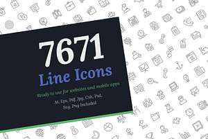7671 Line Icons, an Outline Icon by Vectors Market