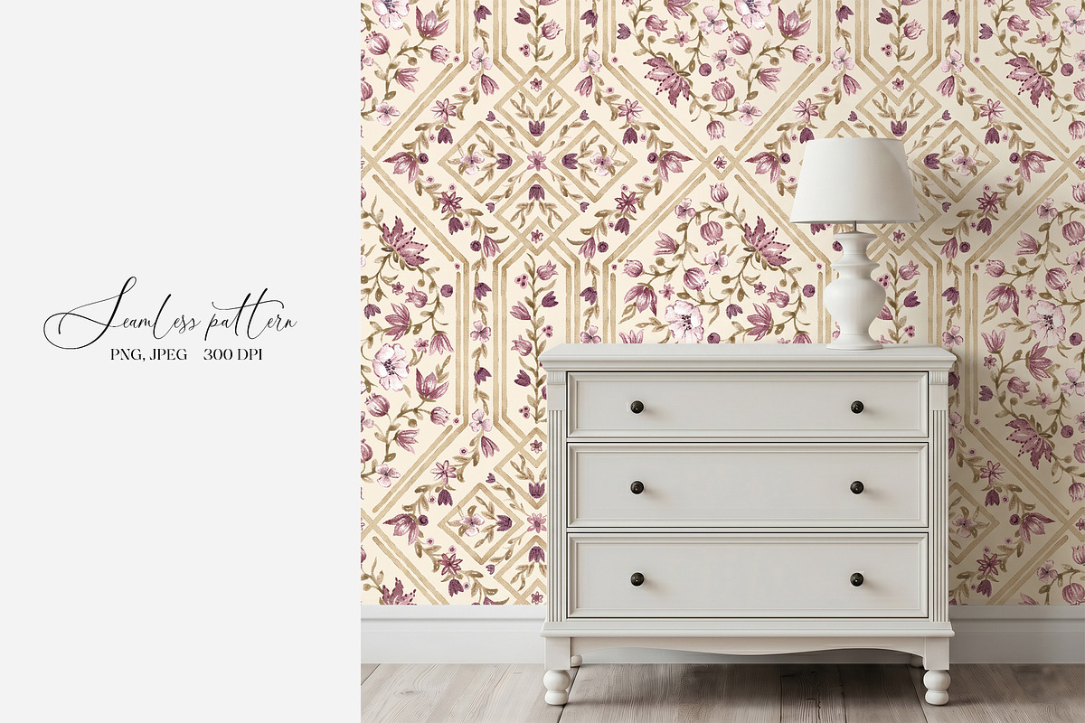 Vintage Floral Trellis Pattern, a Pattern Graphic by SirenaArt (Photo 8 of 17)