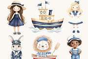Watercolor Little Mariners Clipart, an Object Illustration by SparkyDesignsUS (Thumbnail 2 of 9)