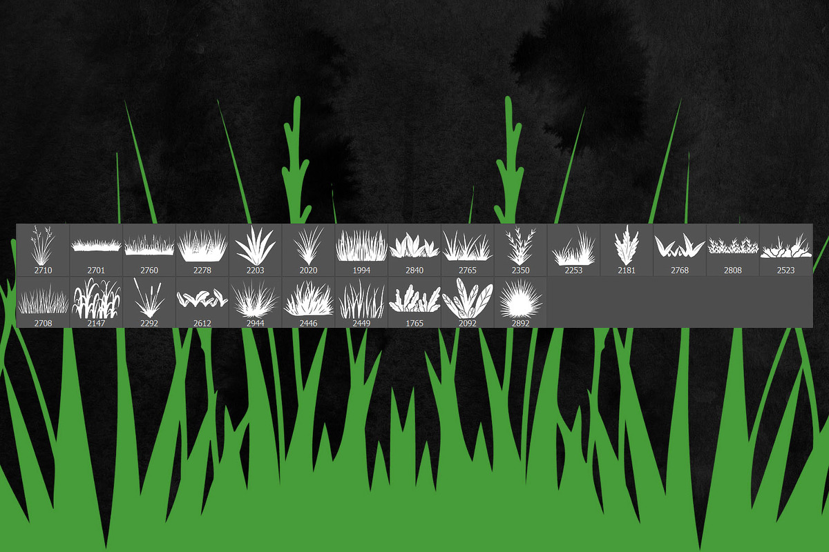 25 Grass Photoshop Stamp Brushes, a Brush Add-On by ArtistMef (Photo 2 of 4)