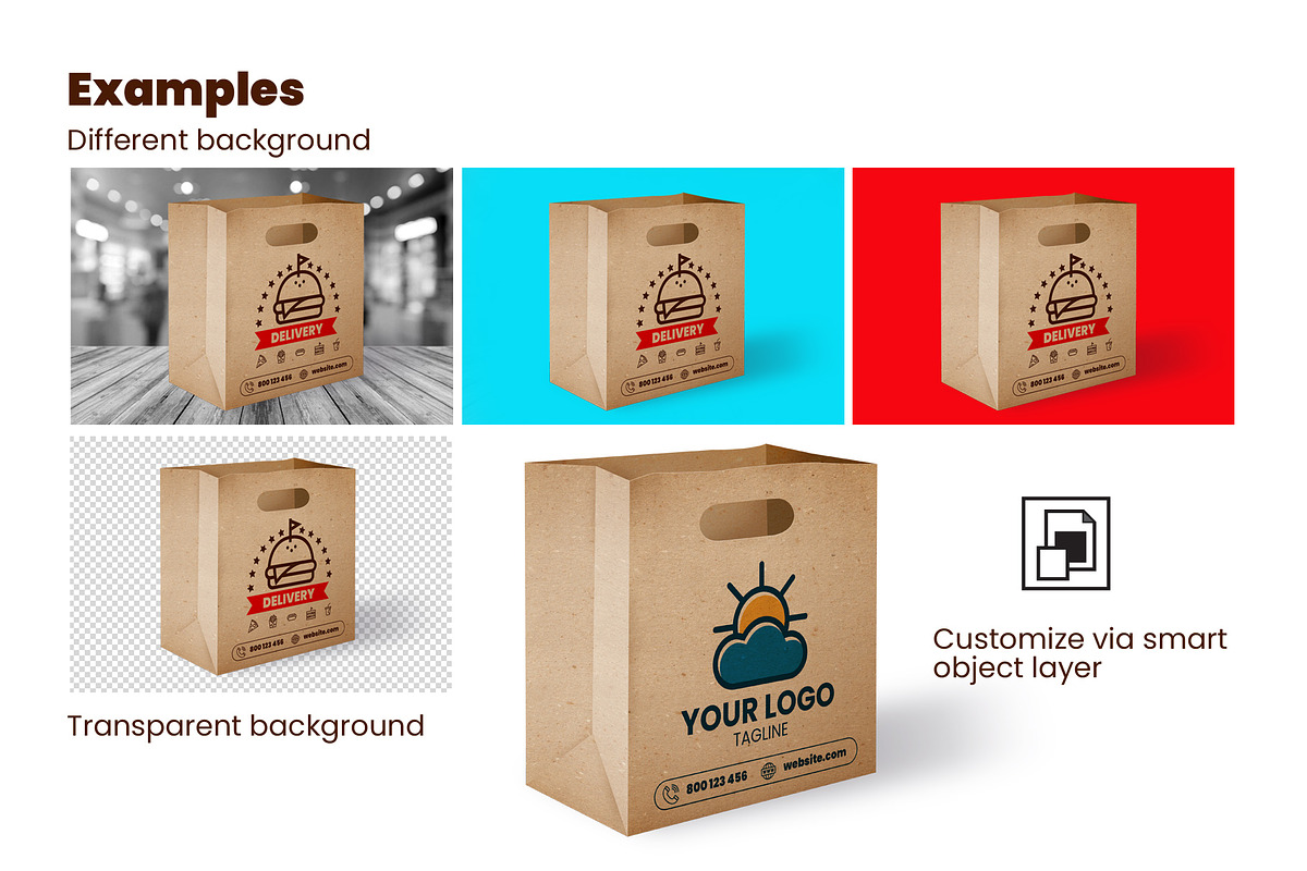 Delivery Paper Bag Mockup, a Packaging Mockup by doghead (Photo 2 of 2)