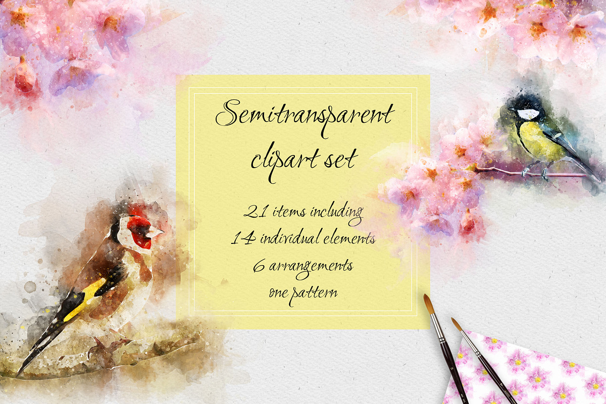 Boho Style Spray Watecolor Birds, an Illustration by PaperAndCrayons (Photo 2 of 6)