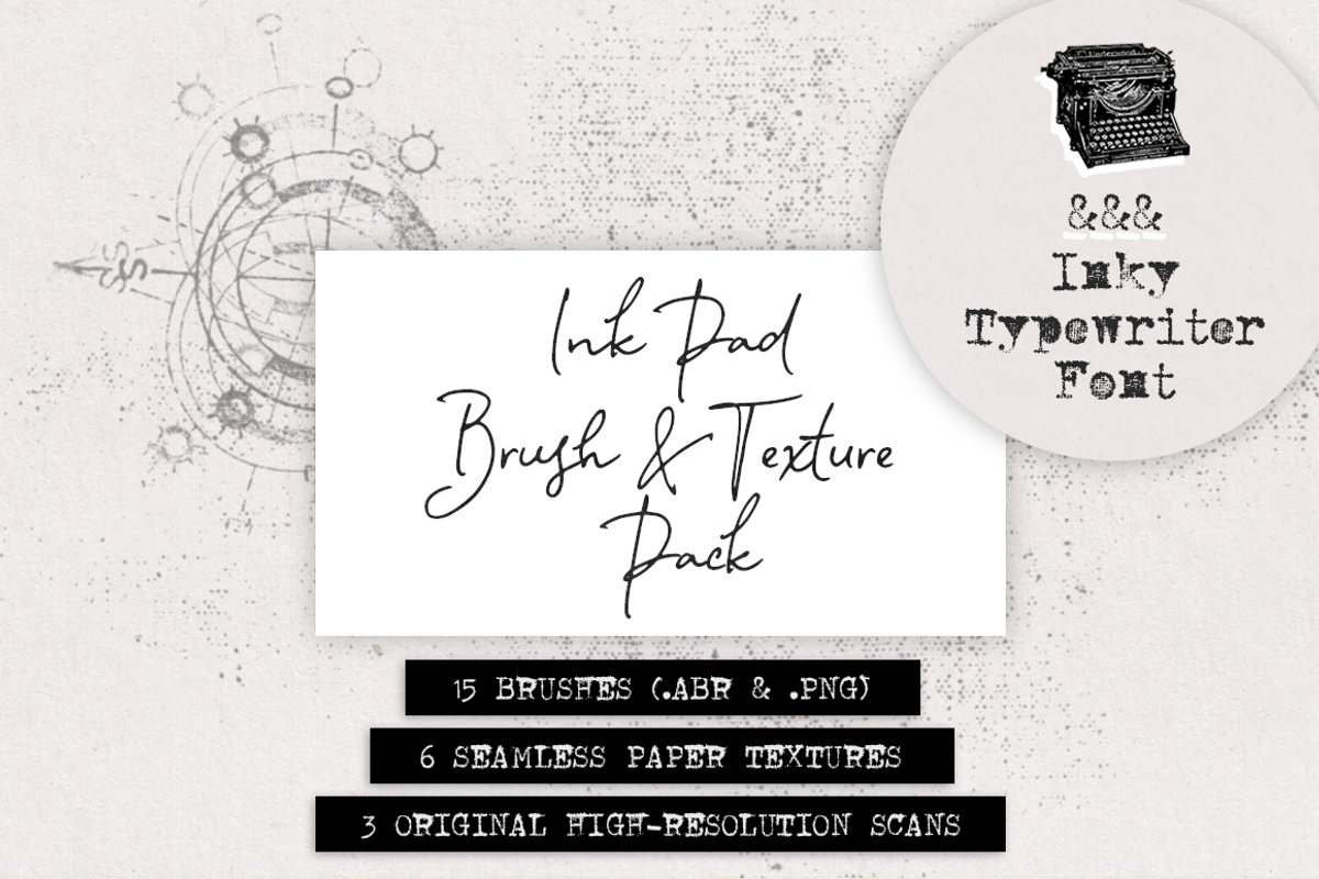 Typewriter Font and Ink Pad Textures