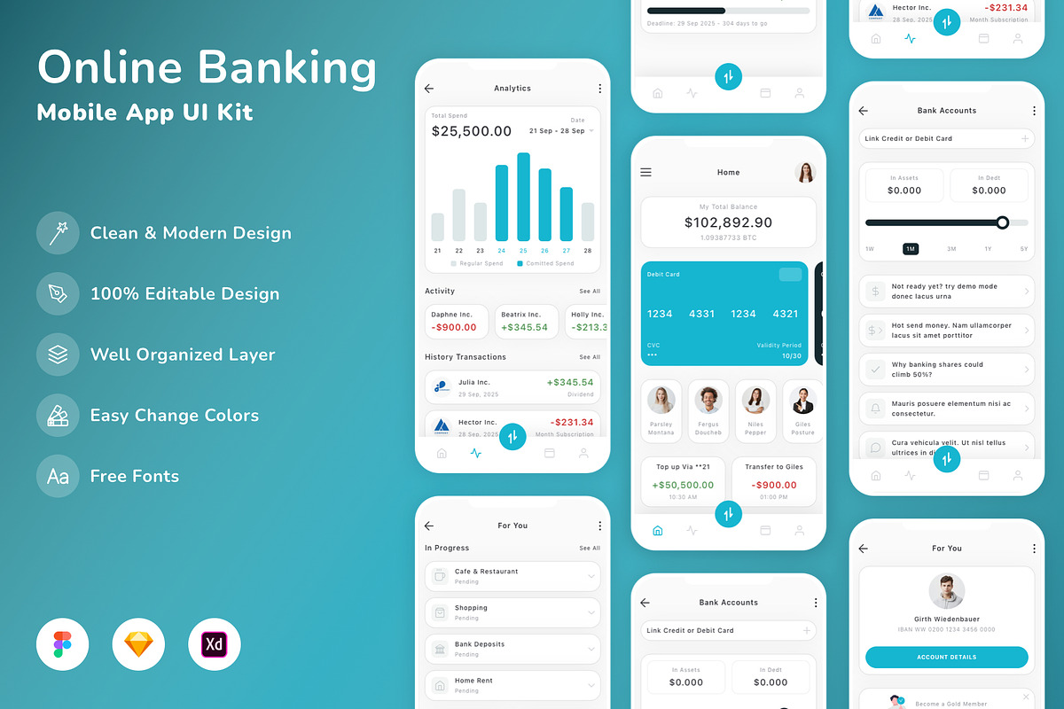Online Banking Mobile App UI Kit, an UI Kit Template by Betush (Photo 1 of 2)