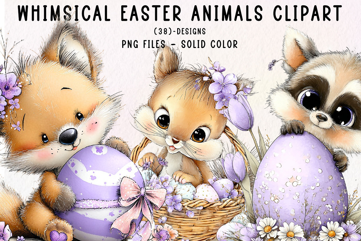 Whimsical Easter Animals Clipart, an Illustration by CreationArt (Photo 1 of 7)