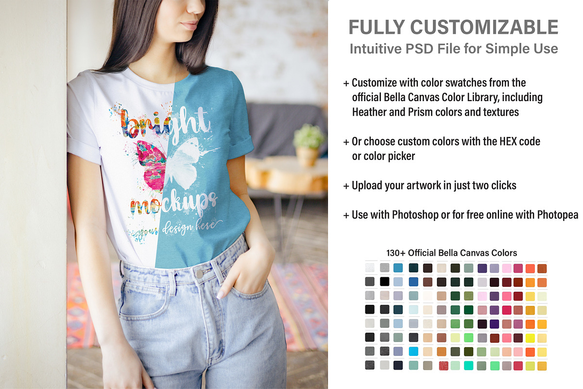 Bella Canvas 3001 T-shirt Mockup, a Print Template by BrightMockups (Photo 2 of 3)