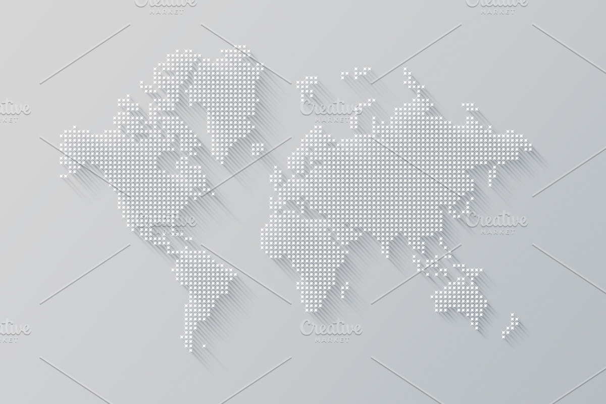Illustration of a world map made of stars on a white background, a Transportation Photo by GoodGoods (Photo 1 of 2)