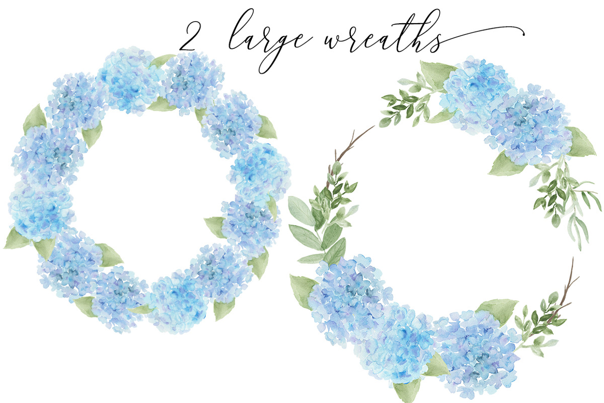 Blue Hydrangea Watercolor florals, an Illustration by DailyMiracleDigitals,LLC (Photo 10 of 11)
