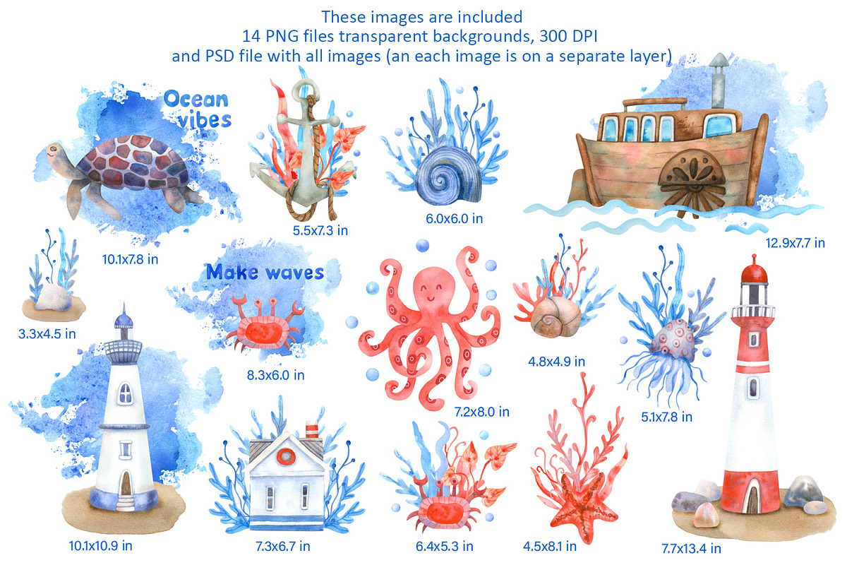 Nautical Mile Watercolor Collection, an Animal Illustration by Anna Druzhkova (Photo 2 of 30)