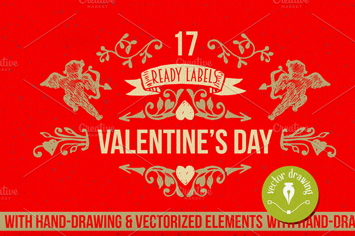 *16* Valentine's Day Labels, a Decorative Illustration by ARSCOR (Photo 1 of 6)