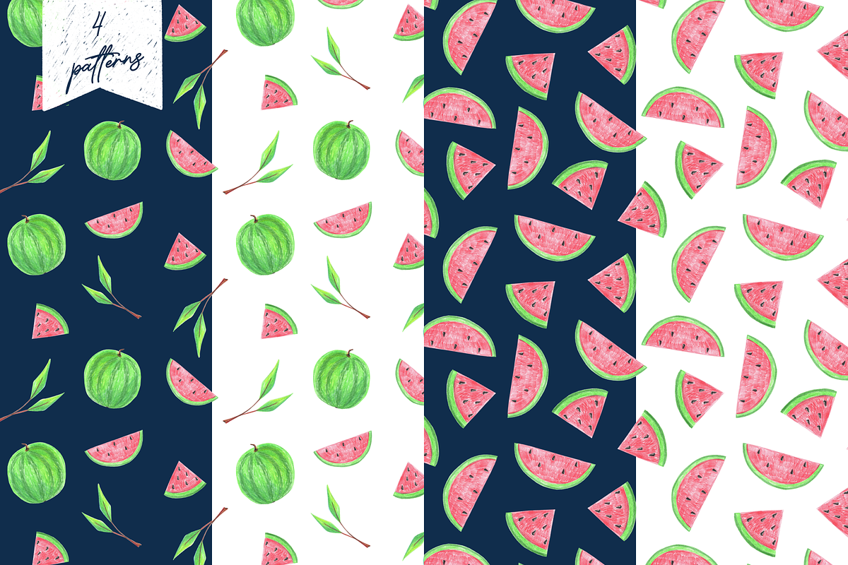 Hand-Drawn Watermelon Patterns, a Pattern Graphic by ApollinariaManko (Photo 5 of 6)