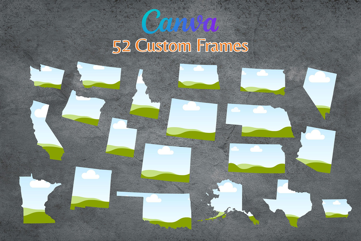52 Canva Frames of USA States & USA, a Templates & Theme by Adalin Shop (Photo 2 of 8)