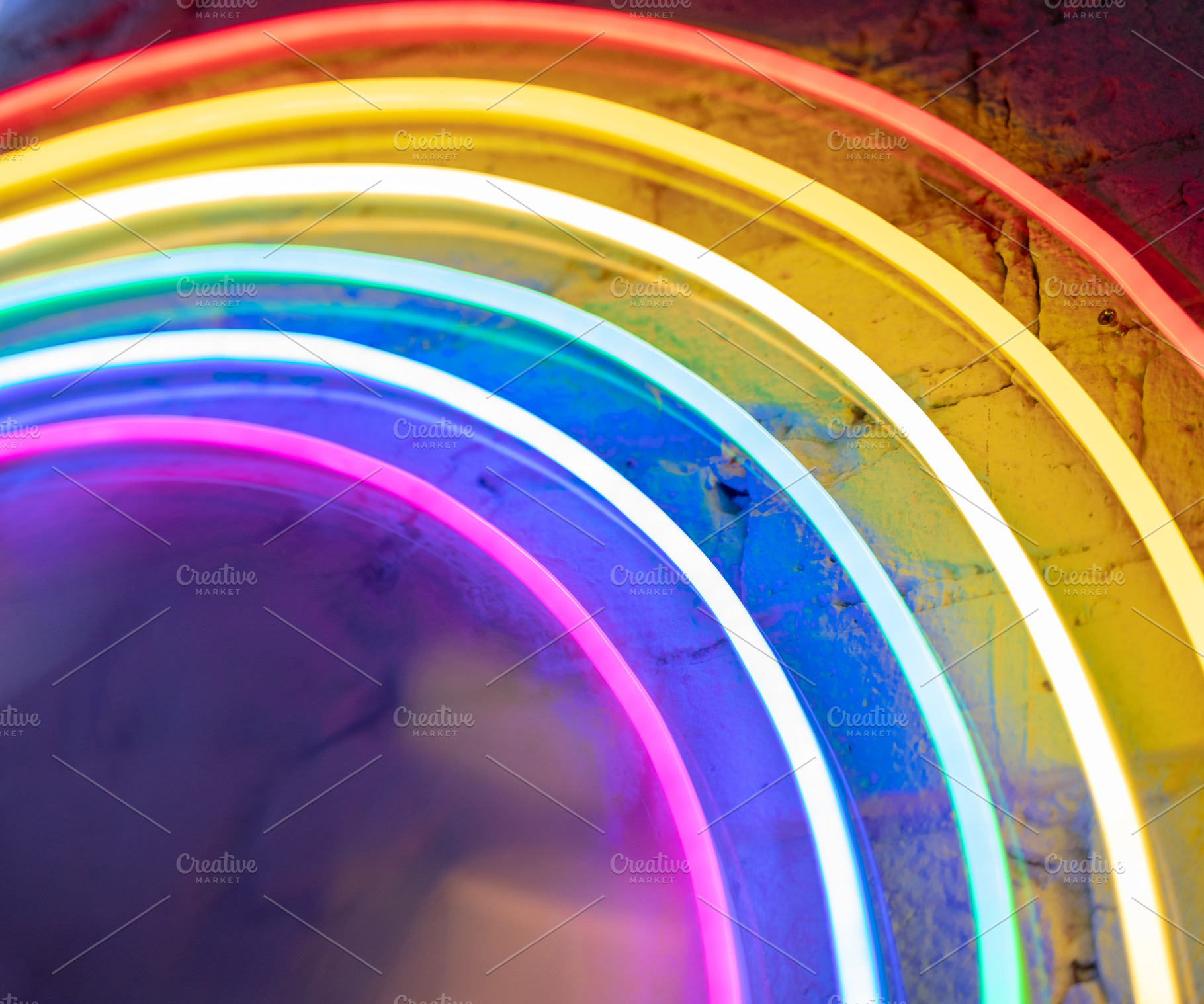 Neon rainbow background featuring magical, blurry, and contemporary, an Abstract Photo by Olezzo