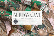 Autumn Owl Botanical Pattern & Motif, a Pattern Graphic by Pink Linen (Thumbnail 1 of 12)