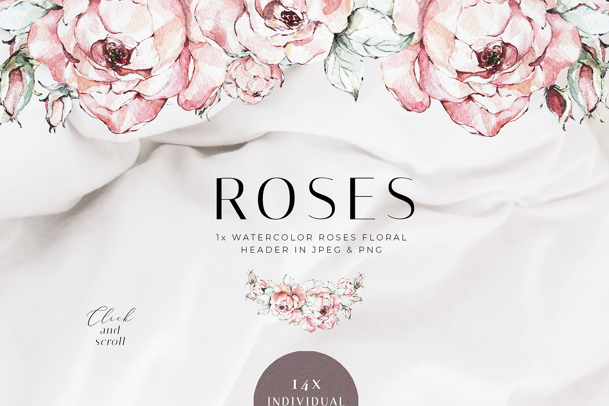 Watercolor Roses Clipart, an Illustration by WalaPalette (Photo 4 of 11)