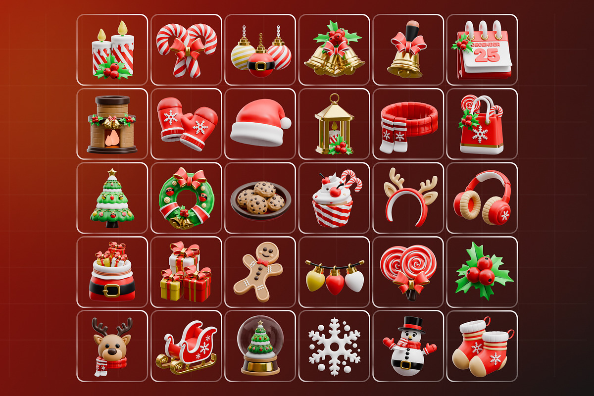 Christmas Icon 3D Pack, an Object 3D Model by Haps Space (Photo 4 of 4)
