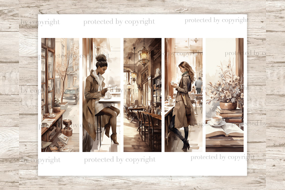 Coffee House Bookmarks Print And Cut, a Food Illustration by GlamArtZhanna (Photo 3 of 3)