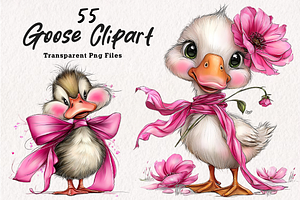 Coquette Goose Clipart PNG, an Illustration by CreationArt