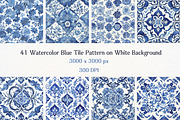 41JPG Watercolor Blue Tile Patterns, a Pattern Graphic by Vachira Digital Studio (Thumbnail 3 of 5)
