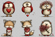 Valentine Woodland Animal Clipart, an Illustration by Sublimation Artist (Thumbnail 4 of 6)