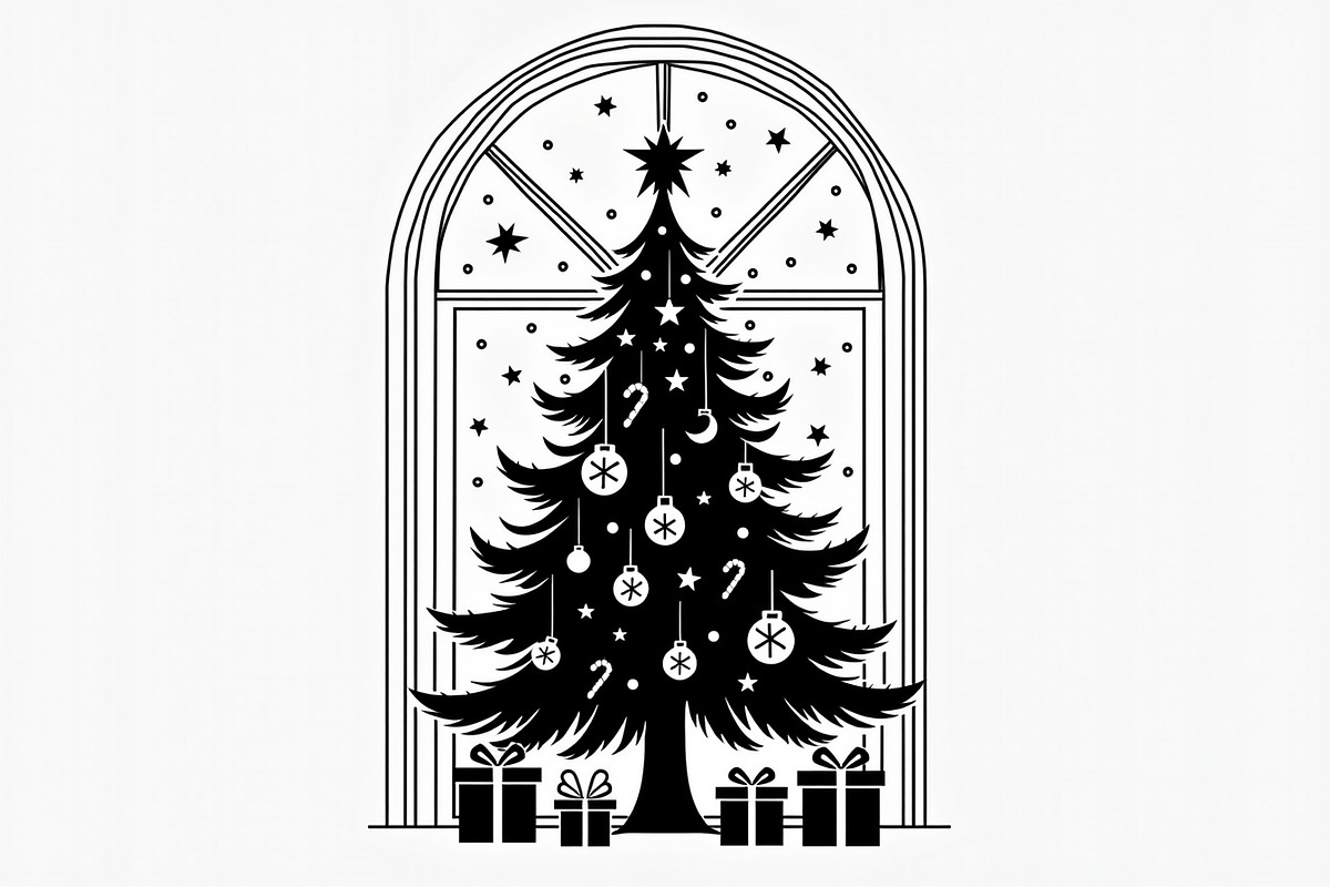 Festive Christmas Tree Silhouette Se, an Illustration by BIPLOB EXPERT (Photo 12 of 20)