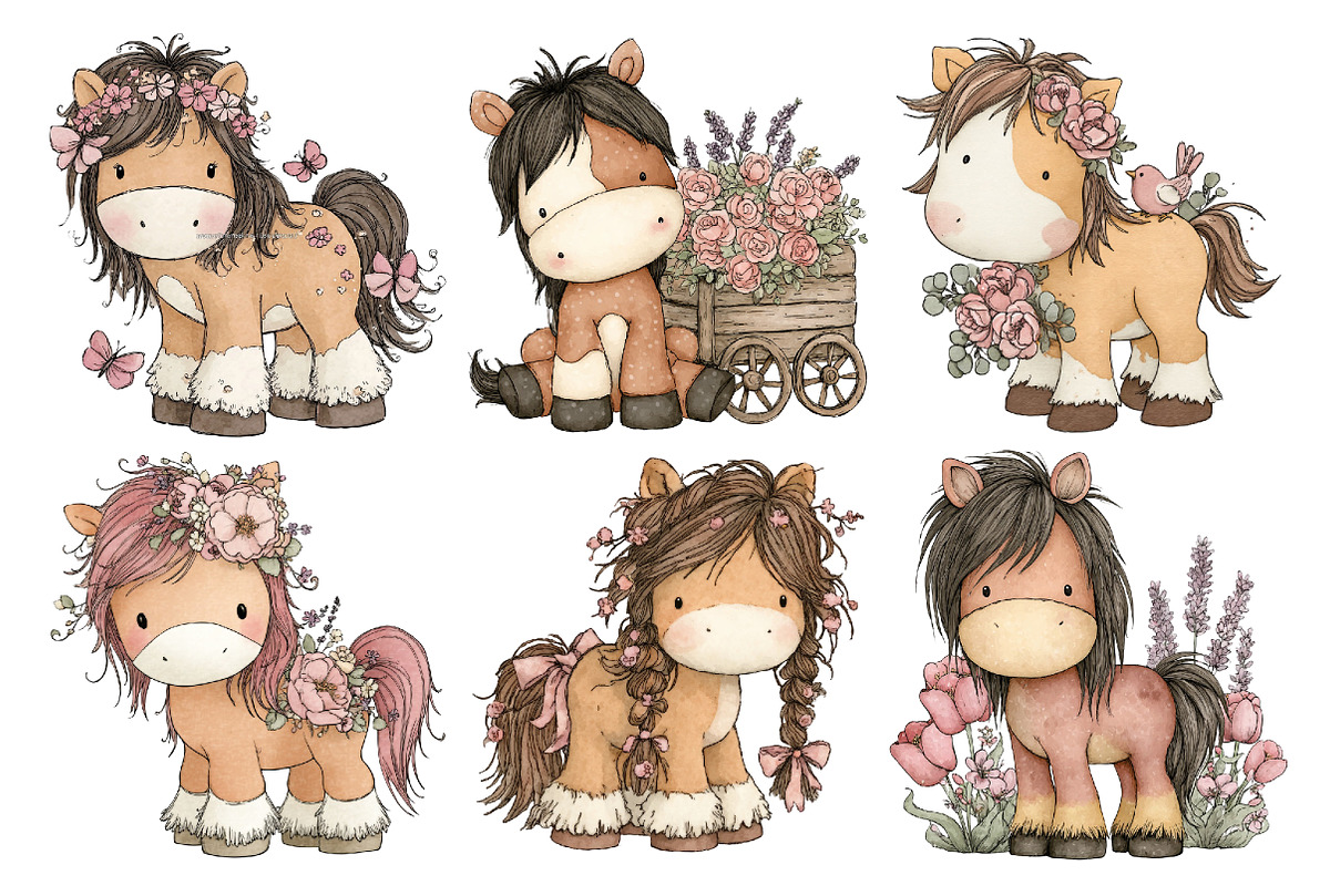Cute Pony Horse Clipart, an Animal Illustration by Creative Art (Photo 5 of 7)