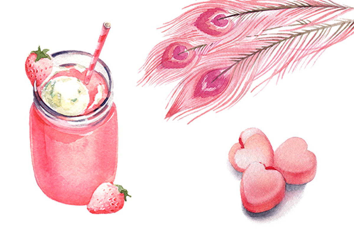 Pink watercolour collection, a Food Illustration by masha gross (Photo 2 of 4)