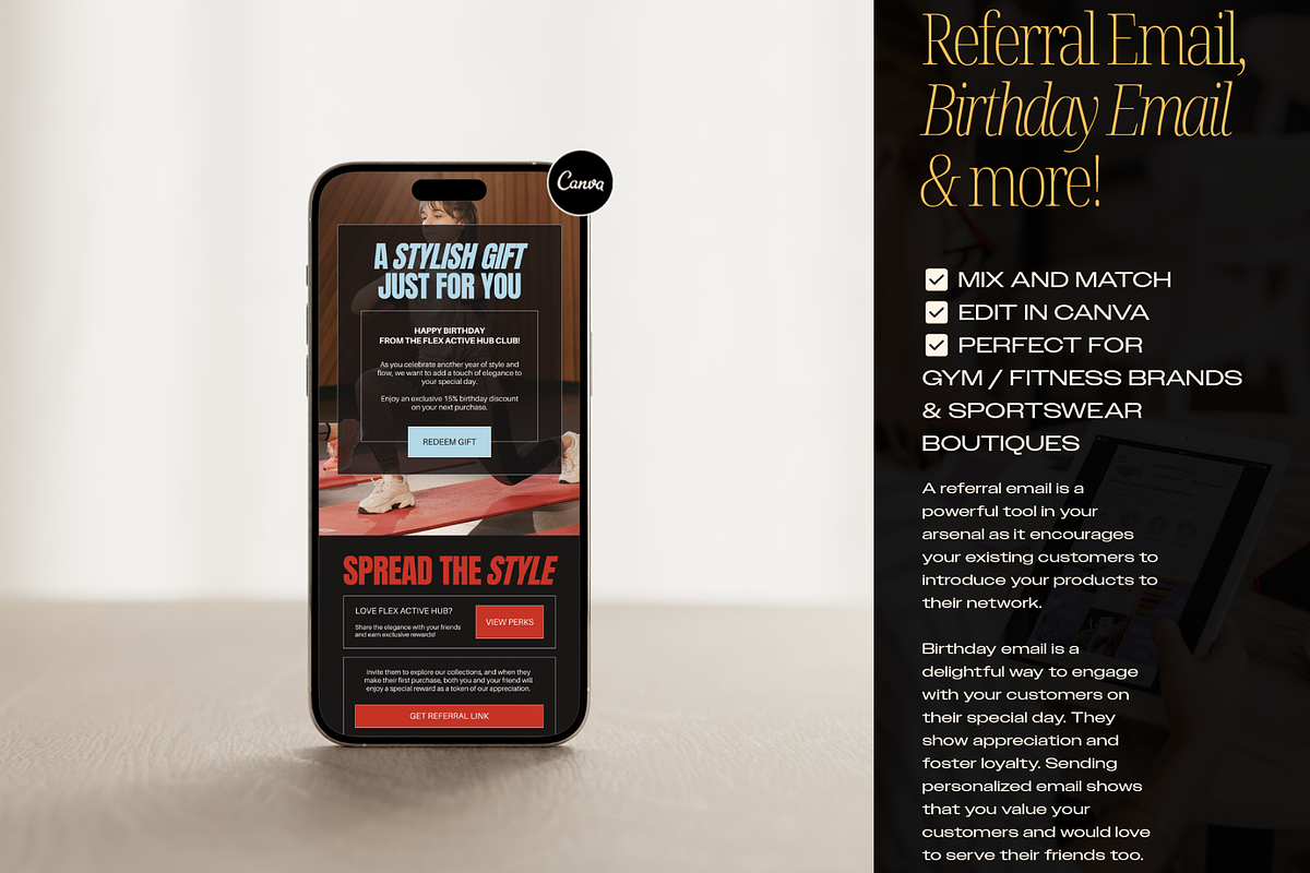 Fitness Emails | 50 Canva Templates, an Email Template by Creatif Foundry (Photo 6 of 9)