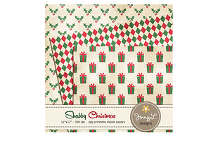 Shabby Christmas Digital Papers