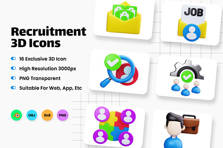 Recruitment 3D Icons, an Object 3D Model by HacaStudio