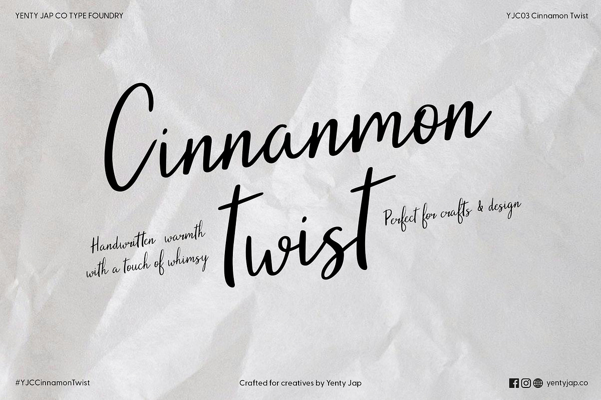 YJC Cinnamon Twist, a Script Font by YENTY JAP CO (Photo 1 of 7)