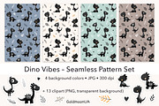 Dino vibes Patterns & Clipart, an Animal Illustration by GoldmoonUA (Thumbnail 1 of 5)