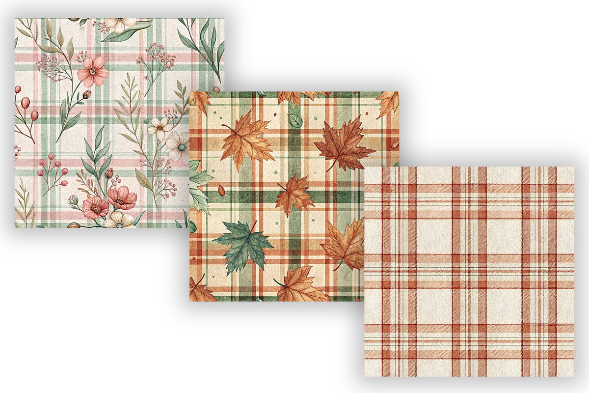 Rustic Plaid Flannel Autumn Patterns, a Pattern Graphic by FloridPrintables (Photo 4 of 9)
