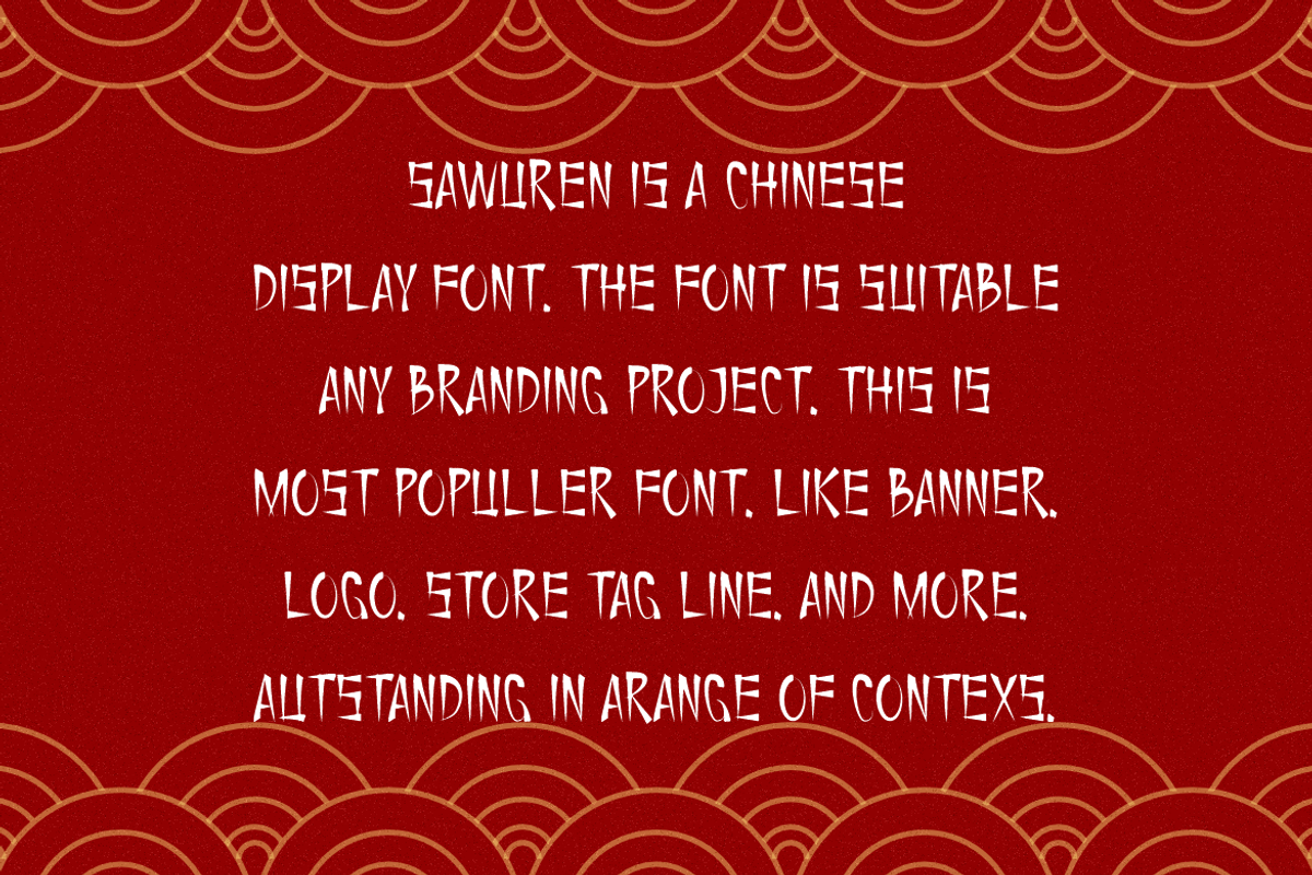Sawuren - Chinese New Year Font, a Script Font by QR Design Studio (Photo 4 of 6)