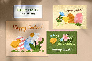 Happy Easter cute card backgrounds, a Background Graphic by Good Studio