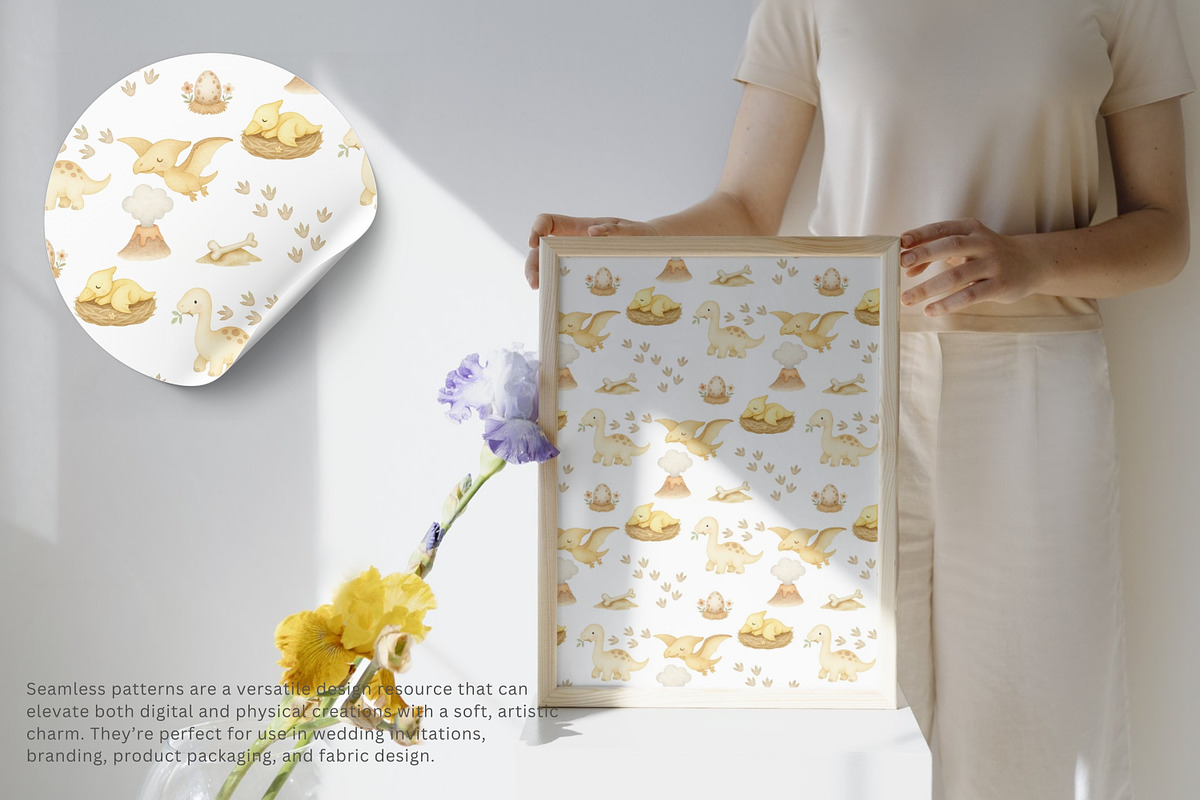 baby dinosaur seamless pattern, a Pattern Graphic by Pink Studio Art (Photo 4 of 5)