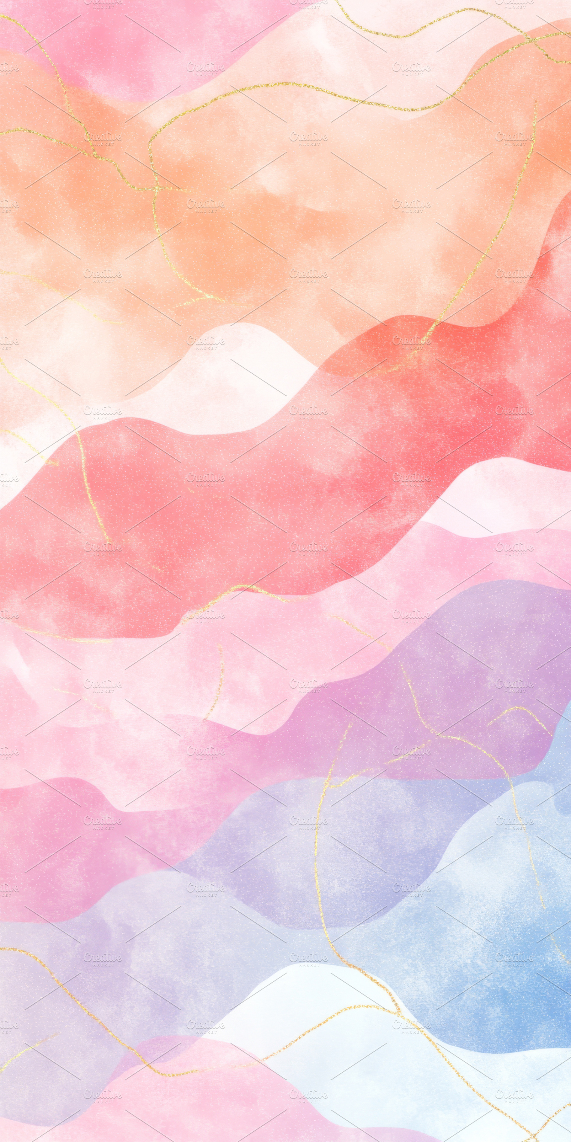 Abstract pastel watercolor waves wit, a Photo by Dvoevnore photos